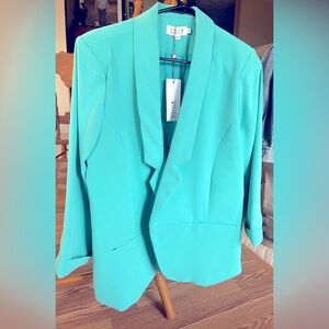 Woven Blazer in Turquoise
